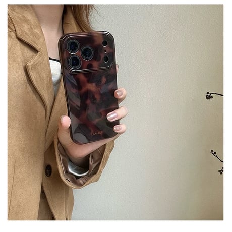 【お取り寄せ商品】iPhoneケース スマホケース iPhone17 iPhone16 iPhone15 べっ甲 ブラウン 秋冬 大人可愛い M7096