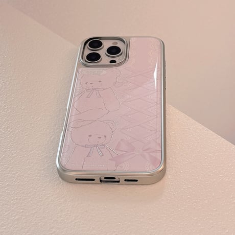 【お取り寄せ商品】iPhoneケース スマホケース iPhone16 iPhone15 iPhone14 可愛い ピンク クマ 流行り メタリック L9584