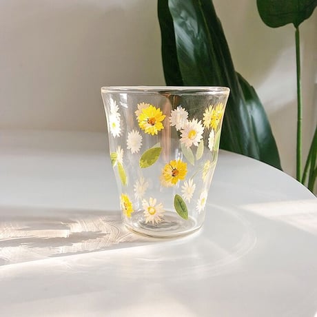 【お取り寄せ商品】グラス コップ flower フルーツ ガラスカップ ジュースグラス かわいい レトロ L4150
