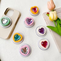 【お取り寄せ商品】iPhone Magsafe グリップ スタンド ハート ビジュー キラキラ マグネット 落下防止 キャンディカラー L7888