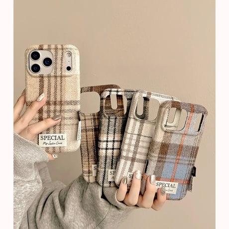 【お取り寄せ商品】iPhoneケース スマホケース iPhone16 iPhone15 iPhone14 ニット風 チェック 秋冬 可愛い 大人 M7091