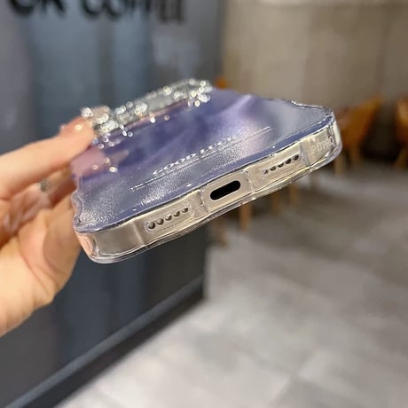 【お取り寄せ商品】iPhoneケース スマホケース iPhone17 iPhone16 iPhone15 ウェーブ フェザー風 キラキラ ストーン M7105