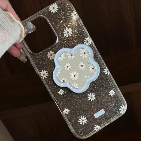 【お取り寄せ商品】iPhoneケース スマホケース iPhone16 iPhone15 iPhone14 韓国 花柄 ディジー ミラー グリップL9832
