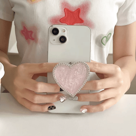 【お取り寄せ商品】iPhone グリップ magsafe対応 大人女子 ニュアンス 落下防止 ハート L9236