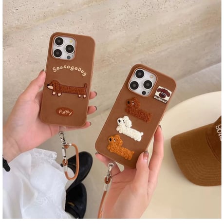 【お取り寄せ商品】iPhoneケース スマホケース iPhone16 iPhone15 iPhone14 かわいい ブラウン 犬 L9192
