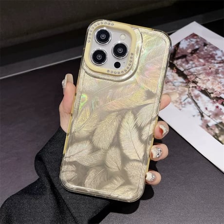 【お取り寄せ商品】iPhoneケース スマホケース iPhone16 iPhone15 iPhone14 シンプル 光沢 羽 L9008