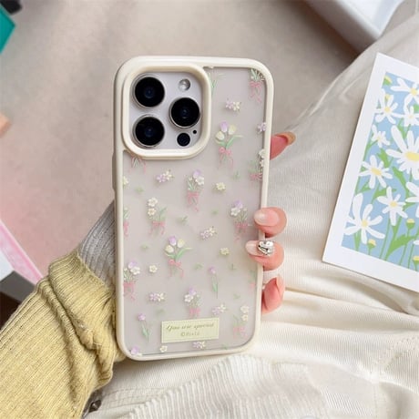 【お取り寄せ商品】iPhoneケース スマホケース iPhone16 iPhone15 iPhone14 おしゃれ 花柄 大人可愛い ホワイト L9858