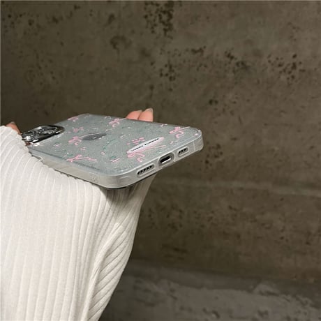 【お取り寄せ商品】iPhoneケース スマホケース iPhone15 iPhone14 グリッター フローラル フラワー リボン キラキラ 透明 ガーリー かわいい 韓国 L7886