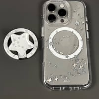 【お取り寄せ商品】iPhoneケース スマホケース iPhone17 iPhone16 iPhone15 韓国 magsafe 星 シルバー グリップ付き 可愛い M7176