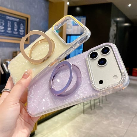 【お取り寄せ商品】iPhoneケース スマホケース iPhone17 iPhone16 iPhone15 iPhone14 magsafe シェル スタンド機能 ストーン M7145