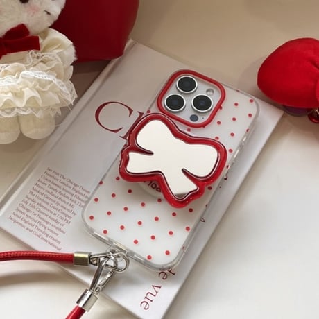 【お取り寄せ商品】iPhoneケース スマホケース iPhone16 iPhone15 iPhone14 かわいい ドット柄 ミラーグリップ MagSafe L9339
