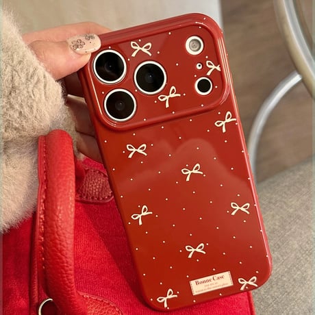 【お取り寄せ商品】iPhoneケース スマホケース iPhone17 iPhone16 iPhone15 韓国 可愛い リボン レッド M7128