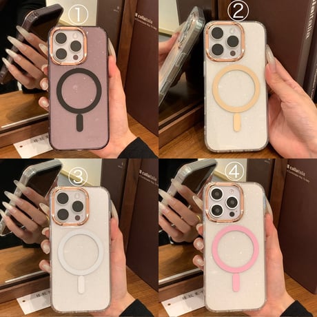 【お取り寄せ商品】iPhoneケース スマホケース iPhone16 iPhone15 iPhone14 シンプル 可愛い クリア ラメ MagSafe L9343