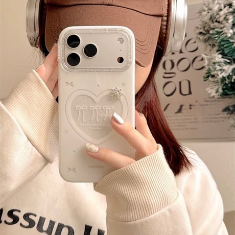 【お取り寄せ商品】iPho neケース スマホケース iPhone17 iPhone16 iPhone15 韓国 可愛い リボン ホワイト L9823