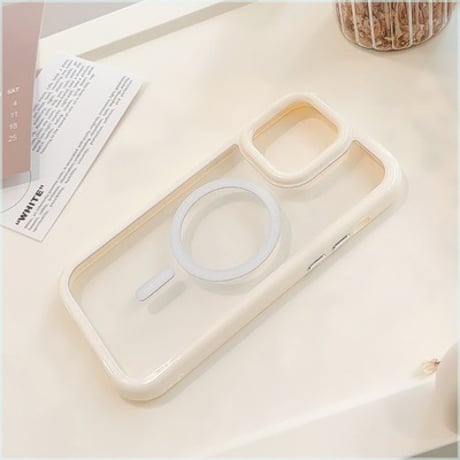 【お取り寄せ商品】iPhoneケース スマホケース iPhone15 iPhone14 Magsafe 磁気 透明 カラーフレーム くすみカラー シンプル かわいい L7523