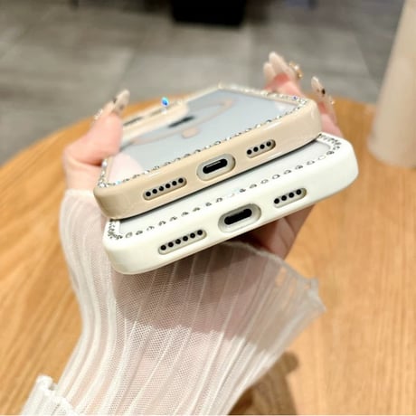 【お取り寄せ商品】iPhoneケース スマホケース iPhone16 iPhone15 iPhone14 大人可愛い シンプル ストーン 推し活 MagSafe L9441