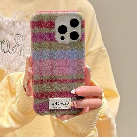 【お取り寄せ商品】iPhoneケース スマホケース iPhone17 iPhone16 iPhone15 iPhone14 可愛い ニット チェック柄 秋 冬 L9120