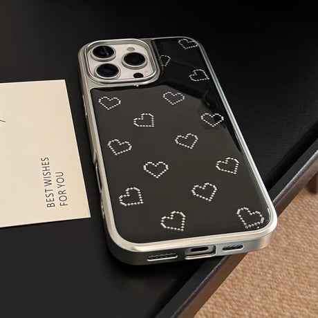 【お取り寄せ商品】iPhoneケース スマホケース iPhone16 iPhone15 iPhone14 ブラック モノトーン ハート L9511