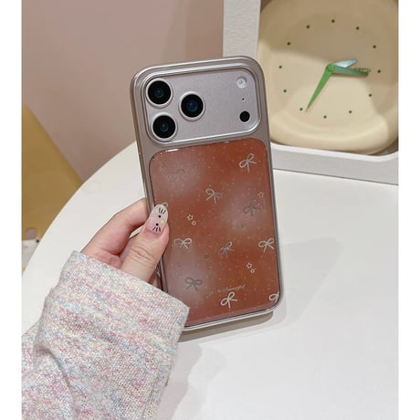【お取り寄せ商品】iPho neケース スマホケース iPhone17 iPhone16 iPhone15 韓国 可愛い リボン ブラウン M7121