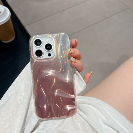 【お取り寄せ商品】iPhoneケース スマホケース iPhone16 iPhone15 iPhone14 おしゃれ 光沢 ウェーブ風 大人可愛い L9245