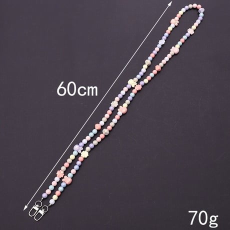 【お取り寄せ商品】iPhone ショルダーストラップ スマホストラップ ビーズストラップ スマホアクセ うさぎ ネコ カラフル かわいい 斜め掛け L7084