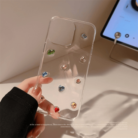 【お取り寄せ商品】iPhoneケース スマホケース iPhone16 iPhone15 iPhone14 透明 クリア ラインストーン ビジュー 立体 シンプル きれいめ L7488