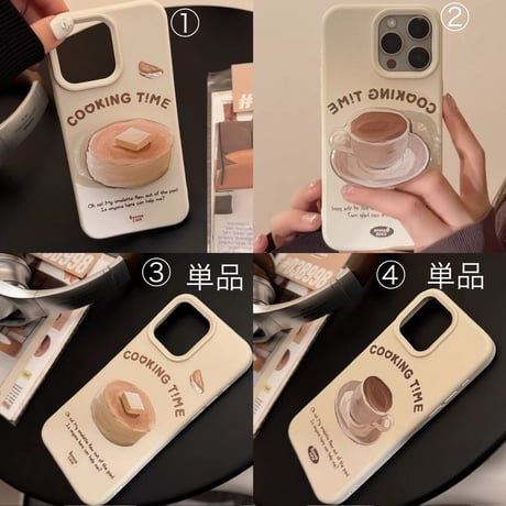 【お取り寄せ商品】iPhoneケース スマホケース iPhone16 iPhone15 iPhone14 かわいい ホットケーキ コーヒー ハンドグリップ L9111