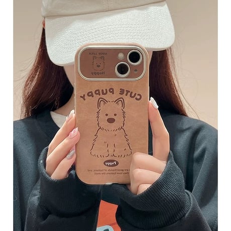 【お取り寄せ商品】iPhoneケース スマホケース iPhone16 iPhone15 iPhone14 コルク ブラウン 犬 L9114