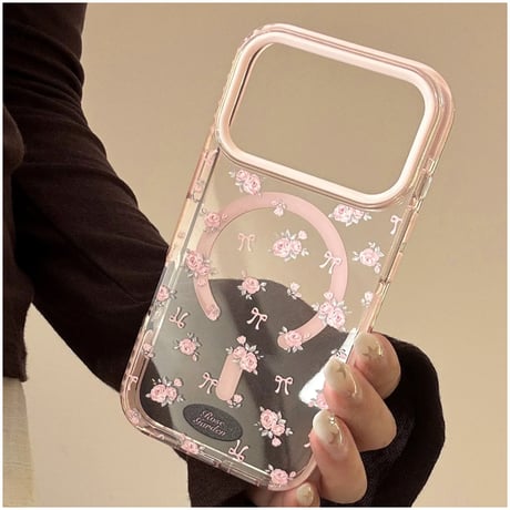 【お取り寄せ商品】iPhoneケース スマホケース iPhone17 iPhone16 iPhone15 iPhone14 可愛い 花柄 リボン ピンク magsafe L9299