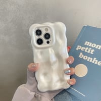 【お取り寄せ商品】iPhoneケース iPhone17 iPhone16 iPhone15 ウェーブ ぽこぽこ 立体 波 パール感 光沢 シンプル 個性的 L6963