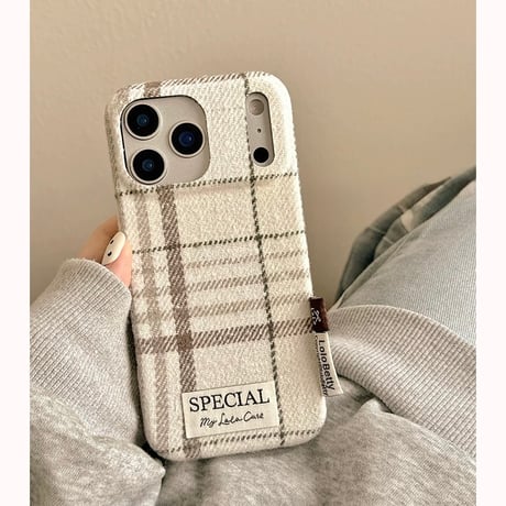 【お取り寄せ商品】iPhoneケース スマホケース iPhone16 iPhone15 iPhone14 ニット風 チェック 秋冬 可愛い 大人 M7091