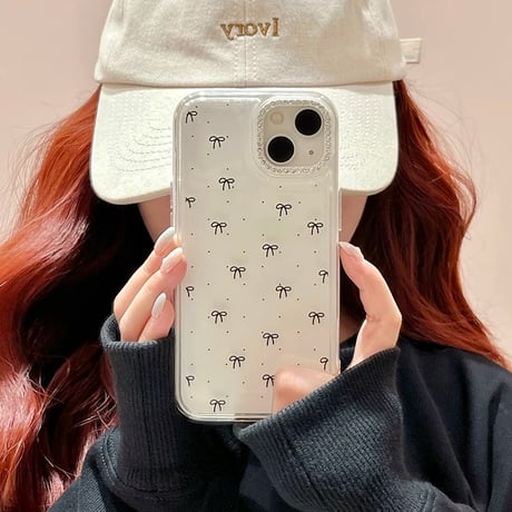【お取り寄せ商品】iPhoneケース スマホケース  iPhone16 iPhone15 ストーン付き リボン 可愛い 韓国 おすすめ M7050