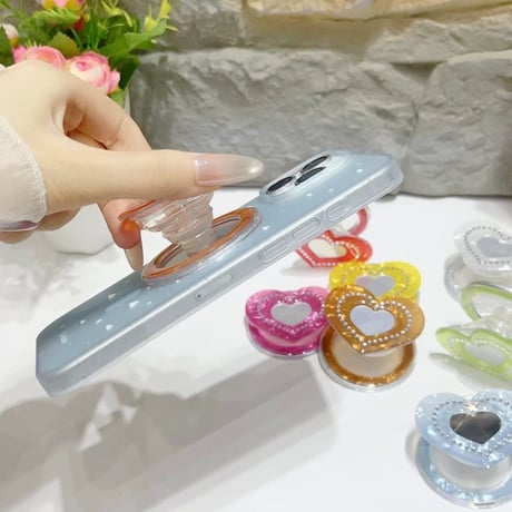 【お取り寄せ商品】MagSafeグリップ 大人女子 落下防止 マグセーフ 韓国 ミラー付き M7139