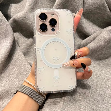 【お取り寄せ商品】iPhoneケース スマホケース iPhone16 iPhone15 iPhone14 リボン柄 リボン パール MagSafe L9835