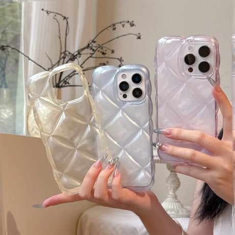 【お取り寄せ商品】iPhoneケース スマホケース iPhone16 iPhone15 キルティング クリアカラー シンプル 可愛い L9861