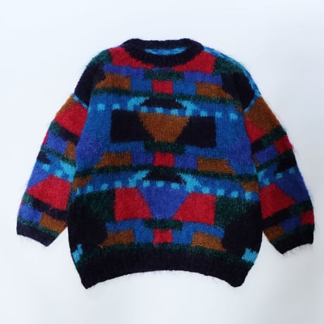 Geometric Pattern Mohair Sweater