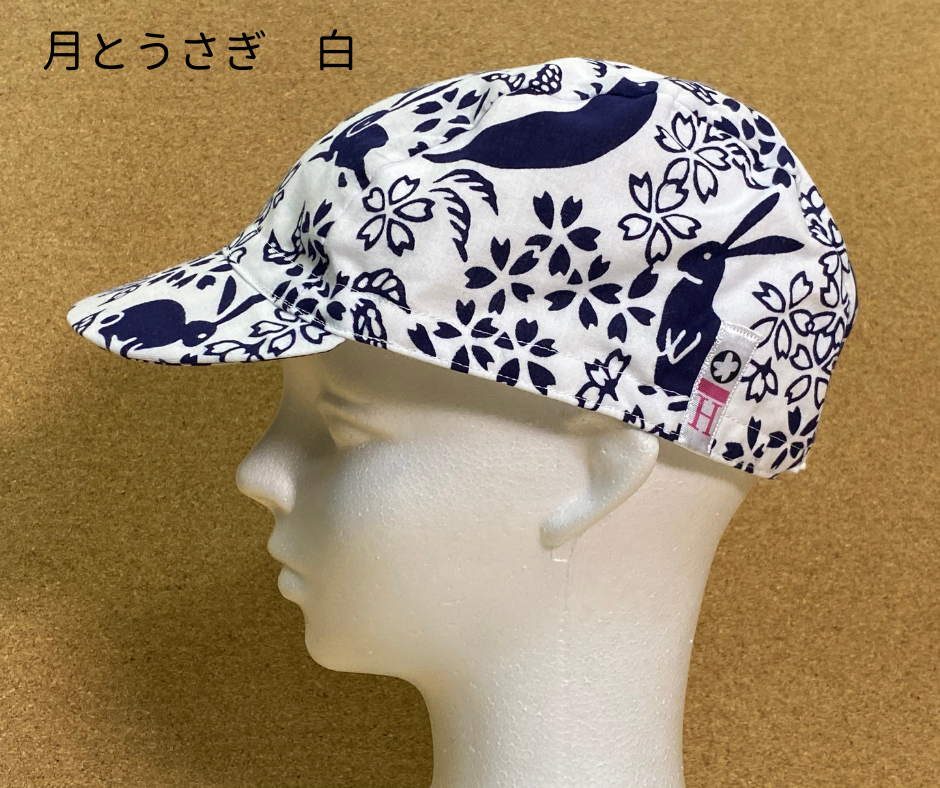 手ぬぐい仕立てのサイクルキャップ【月とうさぎ】 | 花サイクルクラブ