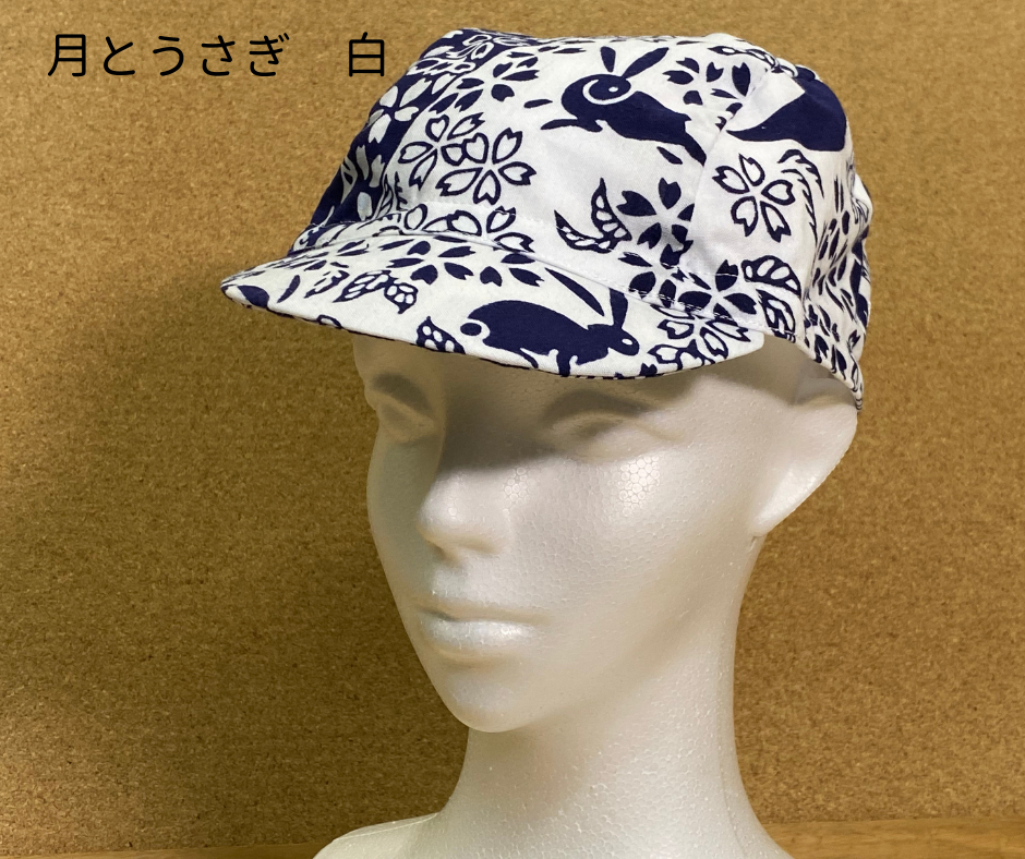 手ぬぐい仕立てのサイクルキャップ【月とうさぎ】 | 花サイクルクラブ