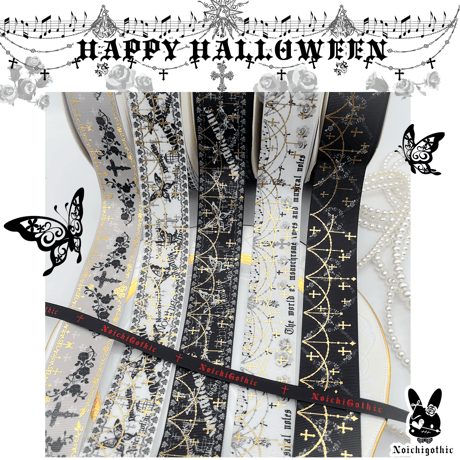 HL-4 HALLOWEENゴシックリボンセット　各4m