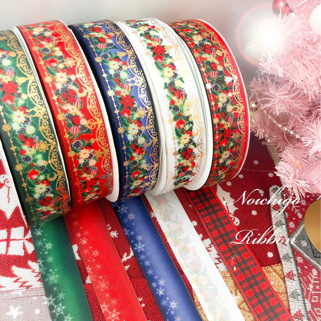 4-Xクリスマス柄ゴールドホイルリボンセット 10種類各4mセット | の