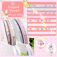 ⑤-2Elegant flower 9㎜ グログランリボン各2ｍセット