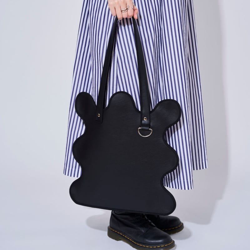 wave tote bag / black leather | norienomoto