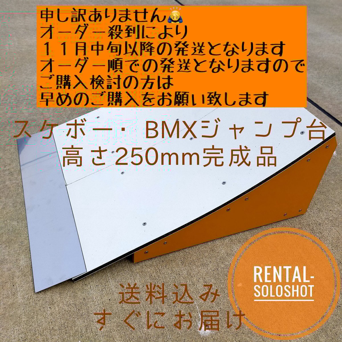 すぐにお届け 送料込 スケボー BMX ジャンプ台 完成品 高さ250mm
