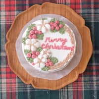 コットンボールリースのケーキ