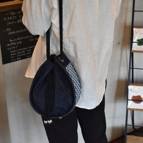 デニムバッグmadoca 市松blue