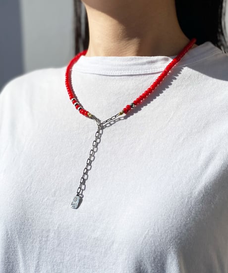 Glass Beads Necklace by OK123! blue