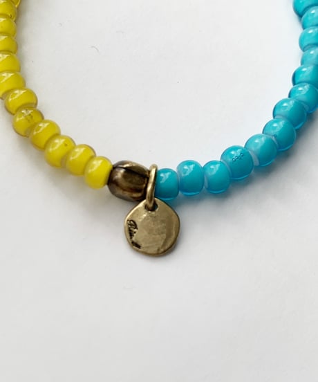 Glass Beads Bracelet by OK123! blue/yellow