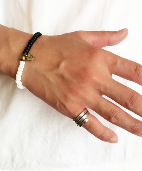 Glass Beads Bracelet by OK123! blue/yellow