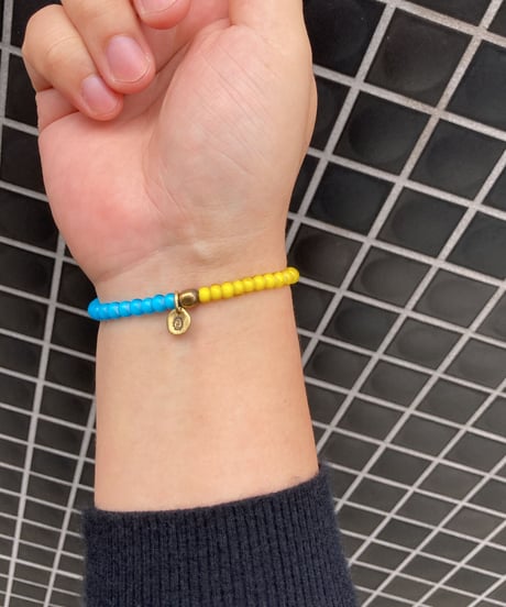 Glass Beads Bracelet by OK123! blue/yellow