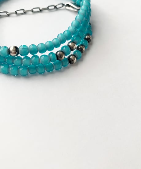 Glass Beads Necklace by OK123! blue